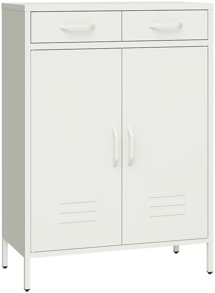 skølm 'Atria' Metallkommode, weiß, 110x38x80 cm, mit 2 Schubladen und 2 Fächern Bild 2