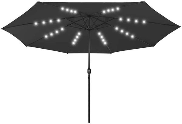Sonnenschirm, Terrassenschirm mit LED-Beleuchtung 400 cm Schwarz