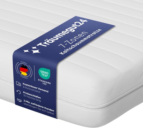 Träumegut24 AquaFlex 7-Zonen Matratze 100x200 cm | H3 | Ergonomische Kaltschaummatratze | Hypoallergen & Antibakteriell | Bezug abnehmbar & waschbar | Oeko-TEX® (100x200 cm, H3, 12 cm)