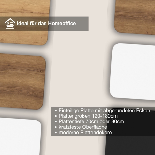 ASSMANN Elektrisch höhenverstellbarer Schreibtisch Y-Line Curved 120x80 cm Sichtbeton Anthrazit Schwarz Metall Holz Bild 5