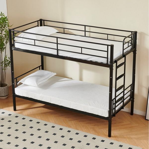 REDOM Metallbett Platzsparendes Etagenbett aus Metall (Etagenbett, Kinderbett, Stockbett, 90x200 cm*2, ohne Matratze), mit Lattenrost Anti Rutsch Treppe