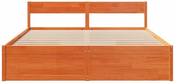 vidaXL Massivholzbett ohne Matratze Wachsbraun 200x200 Kiefernholz 3282338 Bild 4