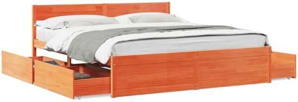 vidaXL Massivholzbett ohne Matratze Wachsbraun 200x200 Kiefernholz 3282338 Bild 2