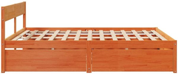 vidaXL Massivholzbett ohne Matratze Wachsbraun 200x200 Kiefernholz 3282338 Bild 5