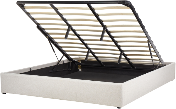 Bett mit Stauraum DINAN 180 x 200 cm Stoff Helles Beige