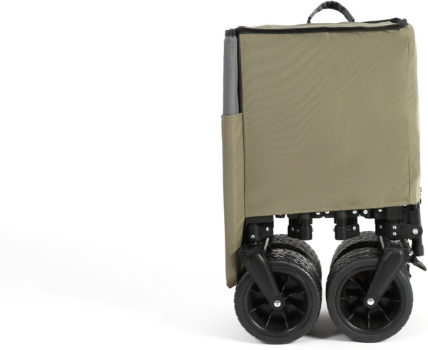 Faltbarer Bollerwagen 136×54×60 cm Armeegrün, XXL Handwagen mit 300 L Volumen, Stahlrahmen & automatischem Griff Bild 5