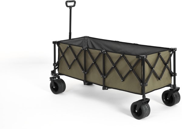 Faltbarer Bollerwagen 136×54×60 cm Armeegrün, XXL Handwagen mit 300 L Volumen, Stahlrahmen & automatischem Griff Bild 2