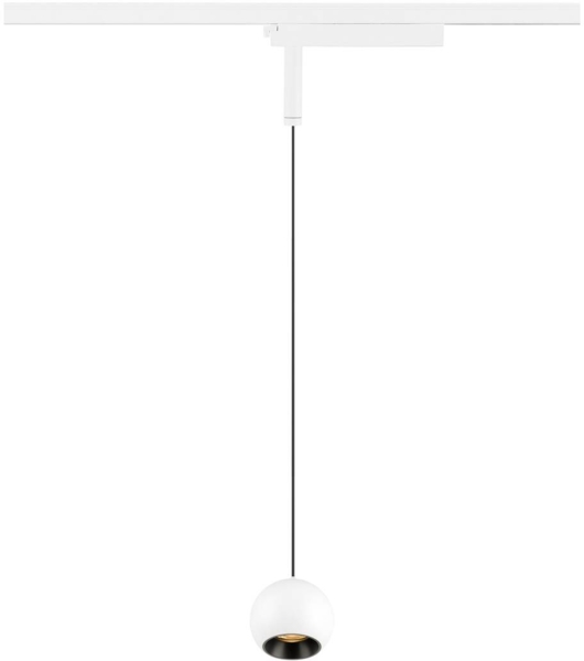 SLV LIGHT EYE® 2.0, 1~ Pendelleuchte, Pendellänge 200 cm, 3000 K, 30°,, weiß / schwarz - Leuchten mit 1 Phasen Adapter