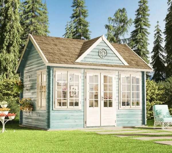 Alpholz Holz Gartenhaus Clockhouse 44 | Natur | 340x440x340 cm Bild 2