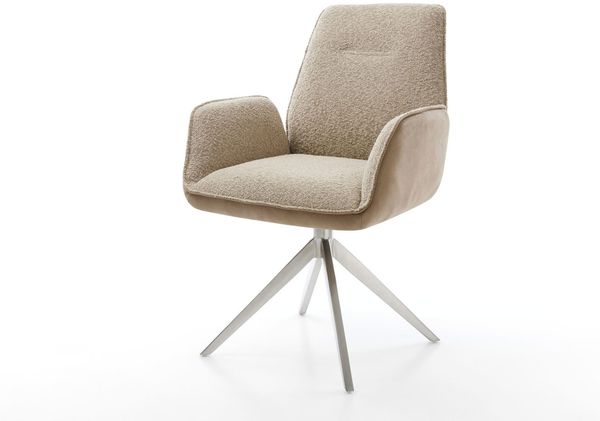 Drehstuhl Zoa-Flex Materialmix Schlamm Kreuzgestell breit Edelstahl 360° drehbar Taschenfederkern