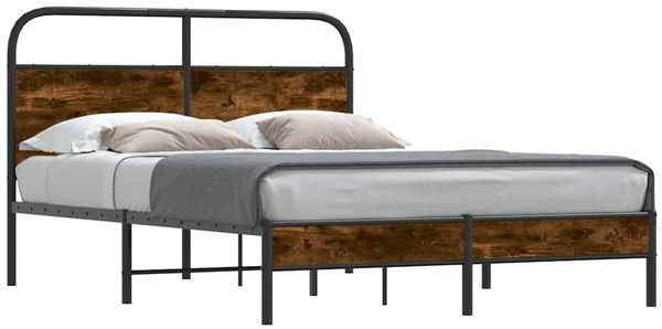 Einzelbettgestell Design für Erwachsene ohne Matratze 120x200 cm Räuchereiche Holzwerkstoff d3871e