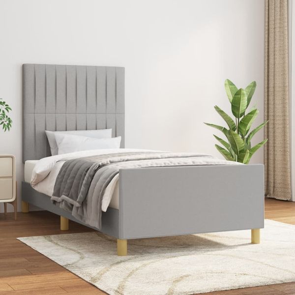 vidaXL Polsterbett mit Kopfteil Stoff Hellgrau 100x200 cm