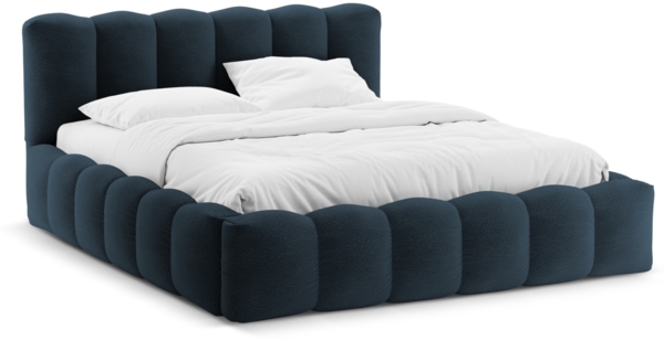 Micadoni Stauraumbett mit Kopfteil Lupine Boucle Baloo Dunkelblau 200x200