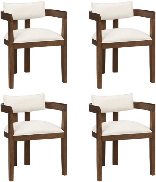 Merax Polsterstühle(Set, 4 St), 4er Set Esszimmerstühle, aus Massivholz, bequem und atmungsaktiv, Leinenstoff, Walnuss