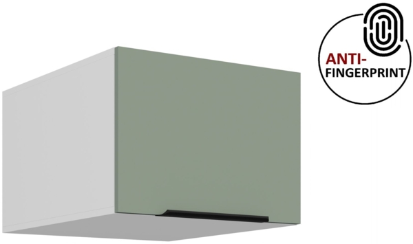 Küchen Aufsatzschrank 50 cm ARIA Aquamarin ultra matt + Weiss matt, hochwertige Fronten mit Anti Fingerprint Beschichtung Küchenzeile Küchenblock