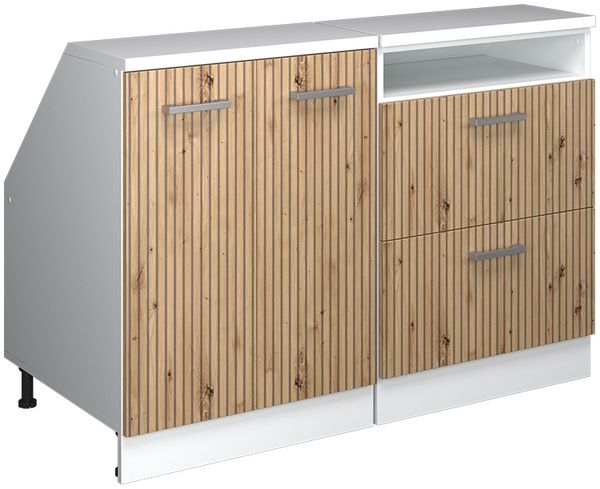 Küchenschrank für Dachschrägen R-Line Artisan-Eiche 120 cm 2er Set Schrankkorpuss 60 cm Tiefe Vicco