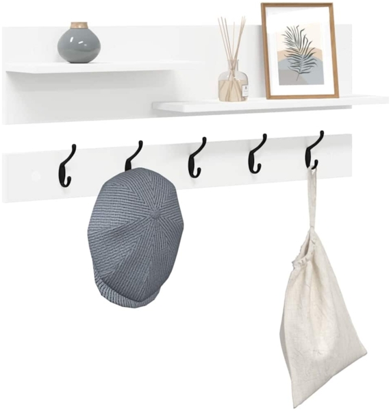 vidaXL Wandmontierter Kleiderständer mit Regal Weiß 90 x 15 x 36 cm 874419 Bild 2
