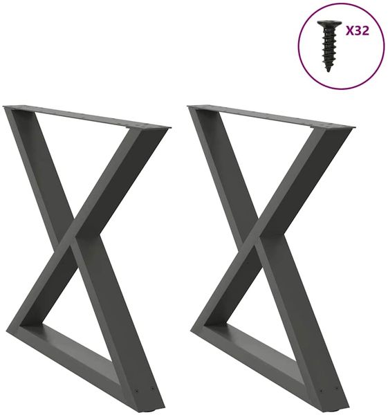 vidaXL Esstisch Beine 2 Stück Anthrazit 90x(72-73,3) cm Stahl 4012734