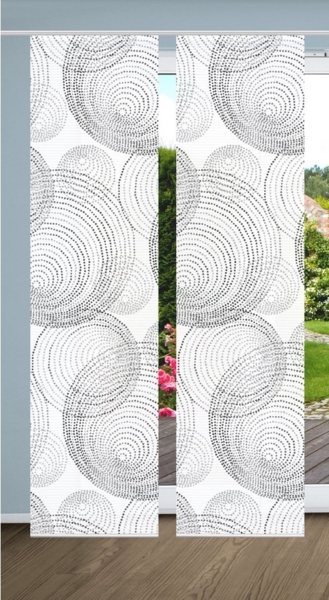 HOME in green Schiebegardine SPIRO (2 St), Paneelwagen, halbtransparent, SET DIGITALDRUCK,BAMBUSOPTIK RECYCELT