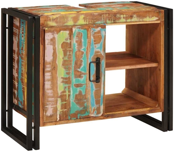 vidaXL Waschbeckenunterschrank Mehrfarbig Massives upgecyceltes Holz 4102774