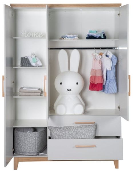 roba Kinderzimmerset 'Caro' 3-teilig - Bett 70 x 140 - Kleiderschrank 3-türig - Lichtgrau / Goldeiche Bild 10