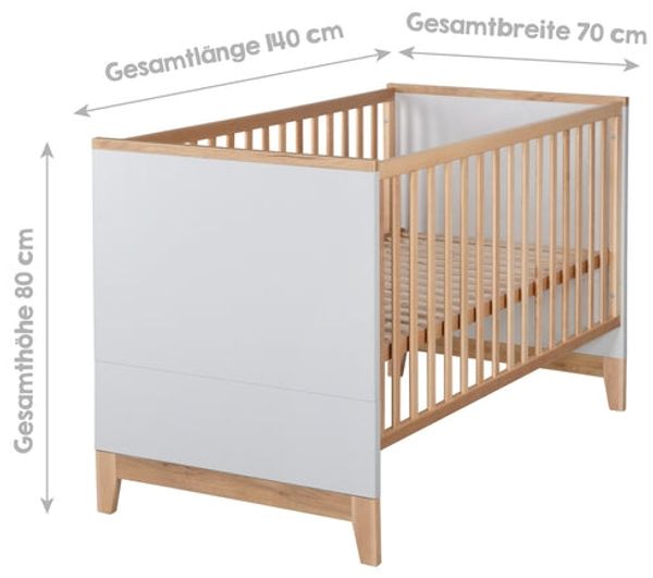 roba Kinderzimmerset 'Caro' 3-teilig - Bett 70 x 140 - Kleiderschrank 3-türig - Lichtgrau / Goldeiche Bild 5