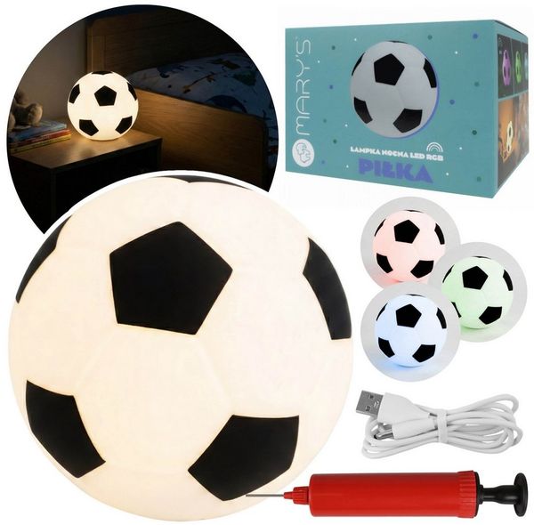 Sarcia. eu LED Nachtlicht Mary's Silikon-LED-Nachtlicht Fußball mit Pumpe, fürs Fan-Zimmer, RGB