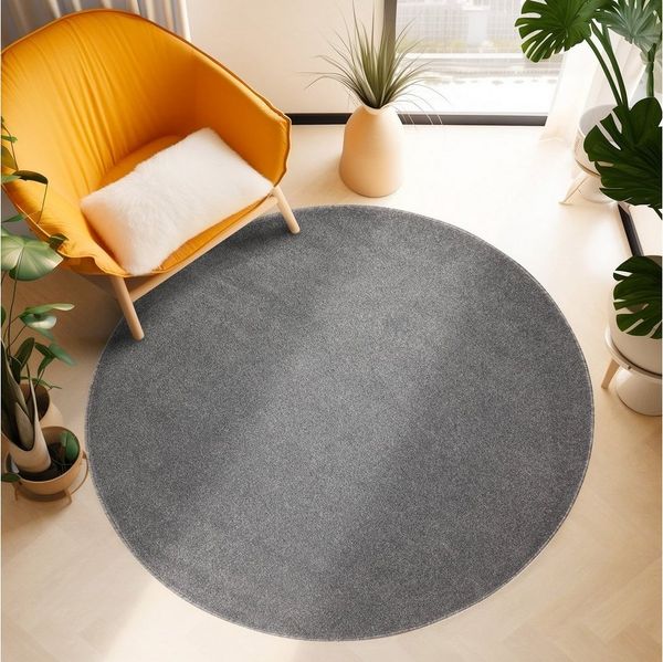 SIMPEX24 Teppich Unicolor - Einfarbig, Rund, Höhe: 11 mm, Einfarbig Kurzflor Runder Teppich Wohnzimmer Flauschig Weich