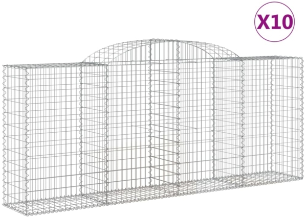 vidaXL Gabionen mit Hochbogen 10 Stk 300x50x120/140cm Verzinktes Eisen 3146727