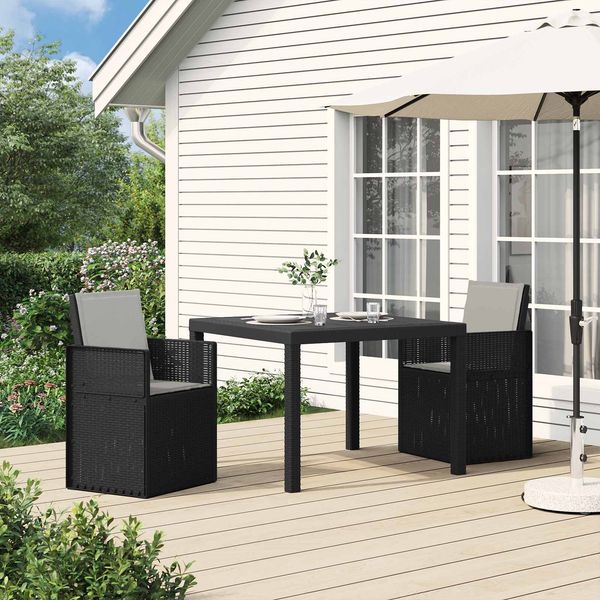 vidaXL Garten Essgruppe mit Kissen 3 pcs Anthrazit und Hellgrau PP 3430042