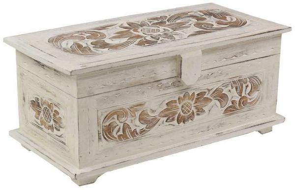 Oriental Galerie Truhe Weiße Truhe Blumen Mittel 50 cm Design 2