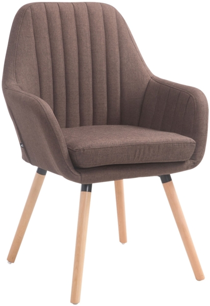 CLP Stuhl Florian Stoff mit Sitzpolster und Holzbeinen Gestell,braun natura