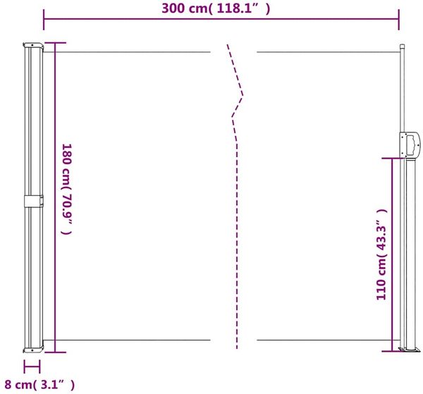 vidaXL Ausziehbare Seitenmarkise Anthrazit 180x300 cm 4004353 Bild 11