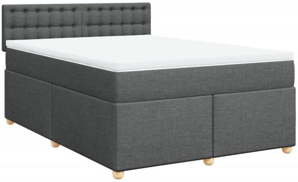 vidaXL Boxspringbett mit Matratze Dunkelgrau 160x200 cm Stoff 3286746