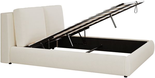 Merax Polsterbett, Doppelbett, 160*200cm, hydraulisches Funktionsbett, Bett mit Lattenrost, Kopfteil und großem Stauraum, gepolstertes Kopfteil, Beige Bouclé Bild 9