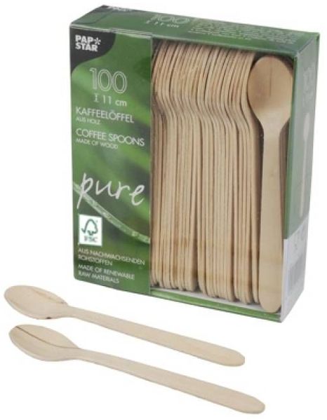 1000 Biologisch abbaubare und nachhaltige Kaffeelöffel, Holz pure.