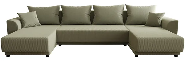 Vente-unique - NESSARO Sofa SamtStoff Grün - B 149 cm x H 80 cm x L 311 cm