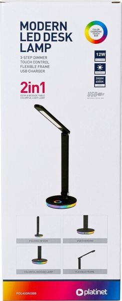 Platinet Schreibtischlampe PDL400 12W schwarz (45938)