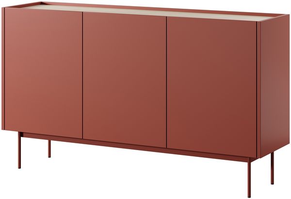 Bettso 'COLOR' Kommode mit überstehender Kante, Holzwerkstoff Rot, 83x37x144 cm