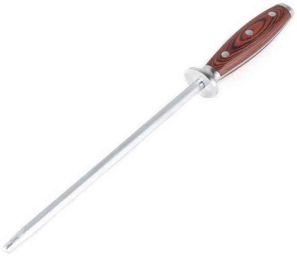 Hanseküche Wetzstahl Premium Wetzstahl Messerschärfer aus Spezialstahl, Schleifstahl, Pakkaholz