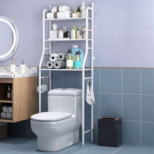 GarveeMore Badregal Metall-Organisationsregal über der Toilette mit abnehmbaren Handtuchha, Toilettenaufbewahrung Papierhalter Badezimmer-Organizer über derToilet