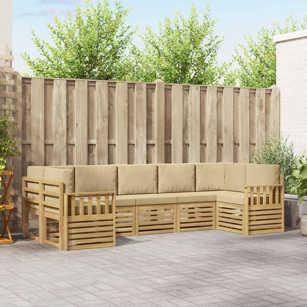 vidaXL Outdoor-Sofagarnitur 6 pcs Weiß und Beige 304 x 128,5 x 73 cm 3392428