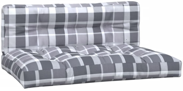 vidaXL Palettenkissen 2-tlg., Stoff, Grau Karomuster