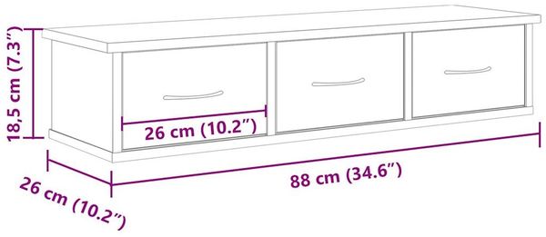 vidaXL Wandschrank Altholz-Optik 88x26x18,5 cm Holzwerkstoff 855860 Bild 10