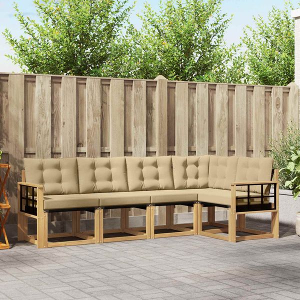 vidaXL Outdoor-Sofagarnitur mit Kissen 5 pcs Weiß und Beige 3389483