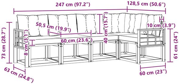 vidaXL Outdoor-Sofagarnitur mit Kissen 5 pcs Weiß und Beige 3389483 Bild 9