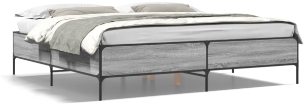 vidaXL Bettgestell Grau Sonoma 200x200 cm Holzwerkstoff und Metall 3279780