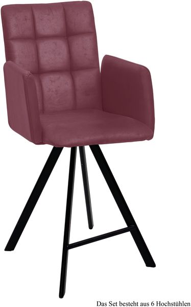 Thekenstuhl drehbar (6er-Set) Devalyn 52x108x60 Schwarz/Marsala