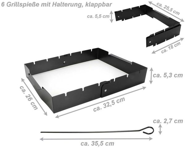 Bubble-Store Grillspieß 6 Grillspieße mit Halter, Spieße für Fleisch, Fisch, Gemüse oder Obst