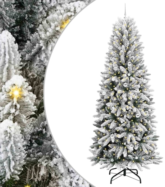 vidaXL Künstlicher Weihnachtsbaum mit 300 LEDs mit Ständer Weiß 240 cm 3396074